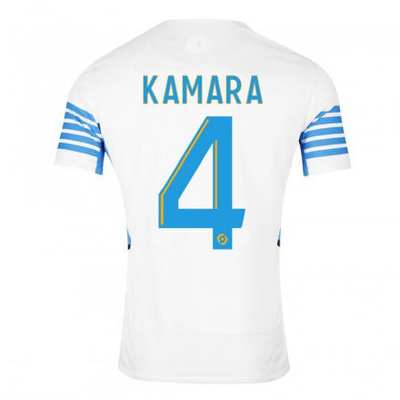 Kinder Fußball Boubacar Kamara #4 Weiß Heimtrikot Trikot 2021/22 T-Shirt