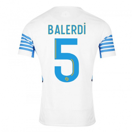 Kinder Fußball Leonardo Balerdi #5 Weiß Heimtrikot Trikot 2021/22 T-Shirt