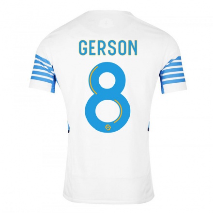Kinder Fußball Gerson #8 Weiß Heimtrikot Trikot 2021/22 T-Shirt
