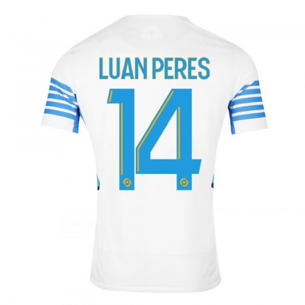 Kinder Fußball Luan Peres #14 Weiß Heimtrikot Trikot 2021/22 T-Shirt