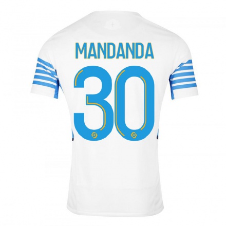 Kinder Fußball Steve Mandanda #30 Weiß Heimtrikot Trikot 2021/22 T-Shirt