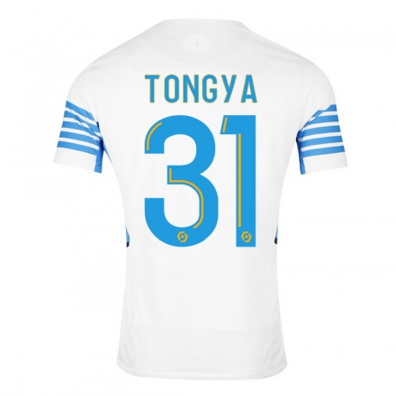 Kinder Fußball Franco Tongya #31 Weiß Heimtrikot Trikot 2021/22 T-Shirt