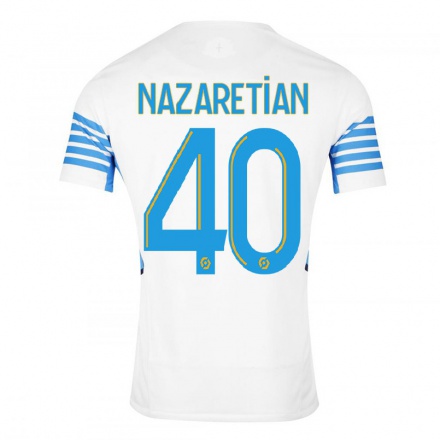 Kinder Fußball Manuel Nazaretian #40 Weiß Heimtrikot Trikot 2021/22 T-Shirt