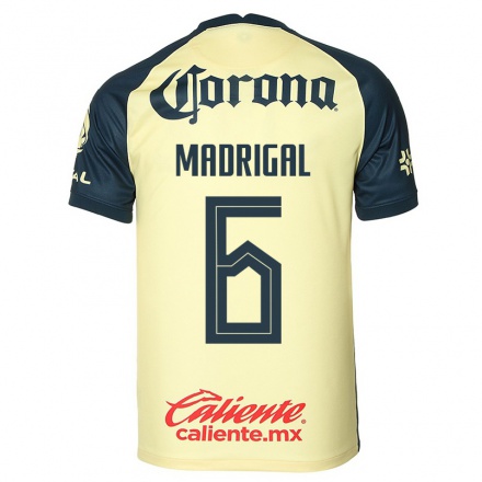 Kinder Fußball Fernando Madrigal #6 Gelb Heimtrikot Trikot 2021/22 T-Shirt