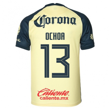 Kinder Fußball Guillermo Ochoa #13 Gelb Heimtrikot Trikot 2021/22 T-Shirt