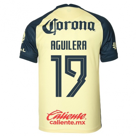 Kinder Fußball Emanuel Aguilera #19 Gelb Heimtrikot Trikot 2021/22 T-Shirt