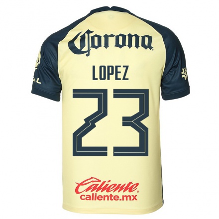 Kinder Fußball Antonio Lopez #23 Gelb Heimtrikot Trikot 2021/22 T-Shirt