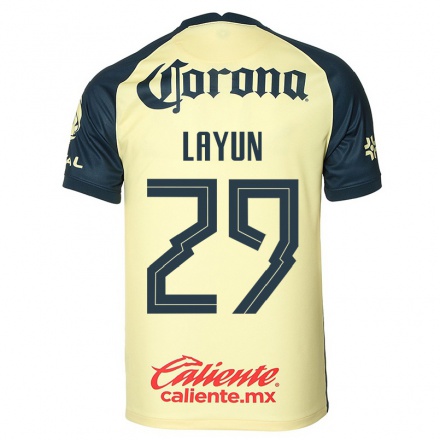 Kinder Fußball Miguel Layun #29 Gelb Heimtrikot Trikot 2021/22 T-Shirt