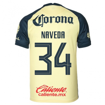 Kinder Fußball Santiago Naveda #34 Gelb Heimtrikot Trikot 2021/22 T-Shirt