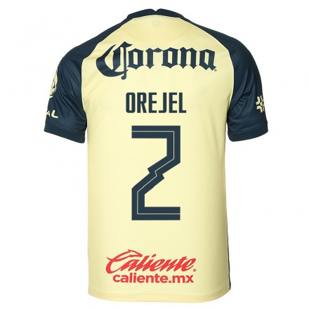 Kinder Fußball Jocelyn Orejel #2 Gelb Heimtrikot Trikot 2021/22 T-Shirt