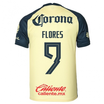 Kinder Fußball Daniela Flores #9 Gelb Heimtrikot Trikot 2021/22 T-Shirt