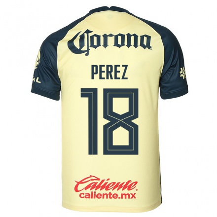 Kinder Fußball Amanda Perez #18 Gelb Heimtrikot Trikot 2021/22 T-Shirt