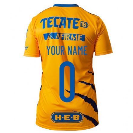 Kinder Fußball Dein Name #0 Gelb Heimtrikot Trikot 2021/22 T-Shirt