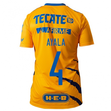 Kinder Fußball Hugo Ayala #4 Gelb Heimtrikot Trikot 2021/22 T-Shirt