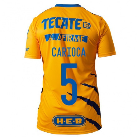 Kinder Fußball Rafael Carioca #5 Gelb Heimtrikot Trikot 2021/22 T-Shirt