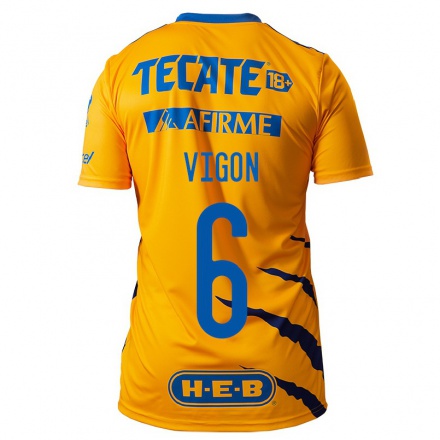 Kinder Fußball Juan Vigon #6 Gelb Heimtrikot Trikot 2021/22 T-Shirt