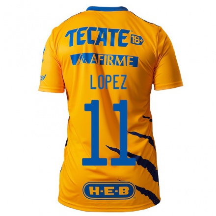 Kinder Fußball Nicolas Lopez #11 Gelb Heimtrikot Trikot 2021/22 T-Shirt