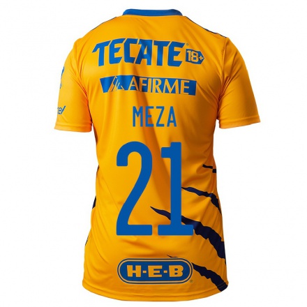Kinder Fußball Francisco Meza #21 Gelb Heimtrikot Trikot 2021/22 T-Shirt
