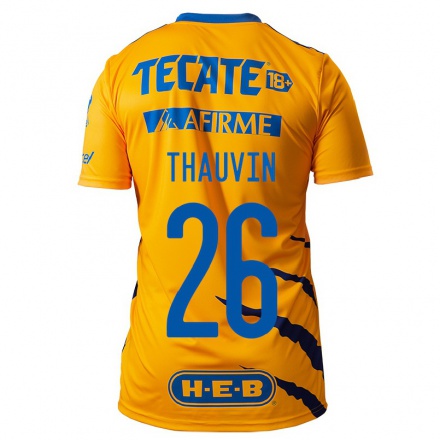 Kinder Fußball Florian Thauvin #26 Gelb Heimtrikot Trikot 2021/22 T-Shirt