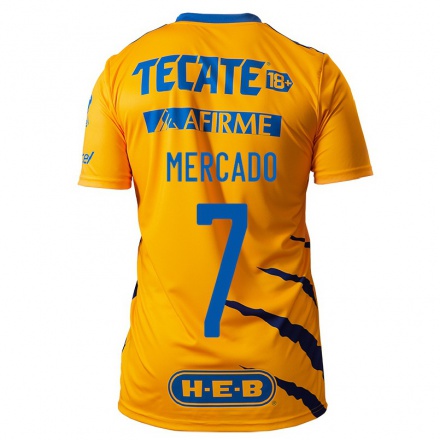 Kinder Fußball Liliana Mercado #7 Gelb Heimtrikot Trikot 2021/22 T-Shirt