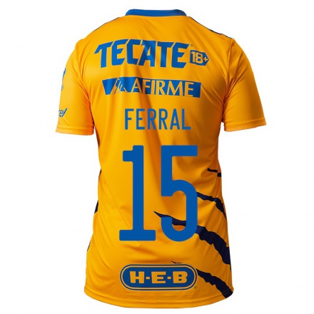 Kinder Fußball Cristina Ferral #15 Gelb Heimtrikot Trikot 2021/22 T-Shirt
