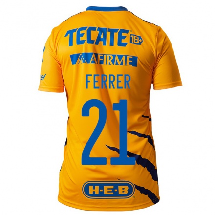 Kinder Fußball Stefany Ferrer #21 Gelb Heimtrikot Trikot 2021/22 T-Shirt