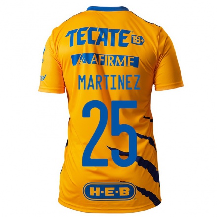 Kinder Fußball Azucena Martinez #25 Gelb Heimtrikot Trikot 2021/22 T-Shirt