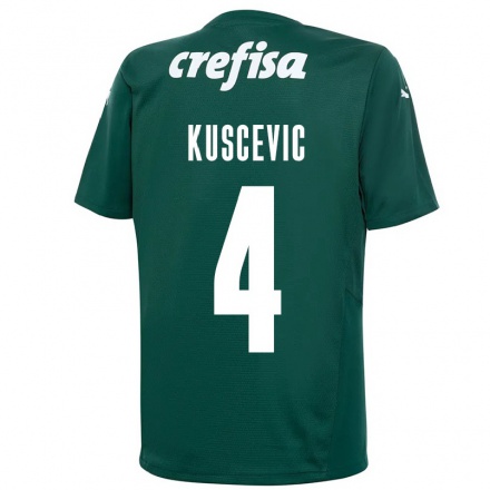 Kinder Fußball Benjamin Kuscevic #4 Dunkelgrün Heimtrikot Trikot 2021/22 T-Shirt