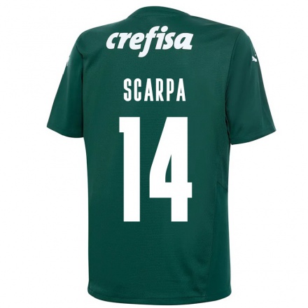 Kinder Fußball Gustavo Scarpa #14 Dunkelgrün Heimtrikot Trikot 2021/22 T-shirt