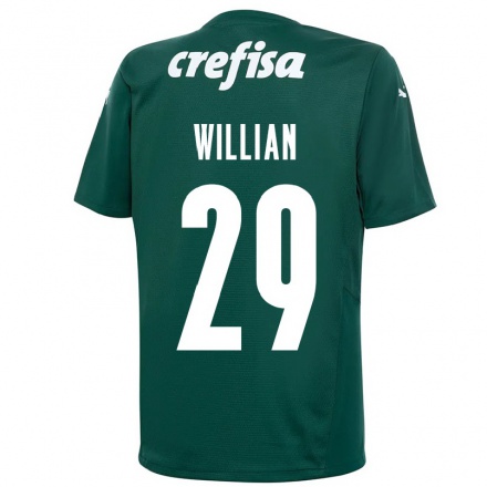 Kinder Fußball Willian #29 Dunkelgrün Heimtrikot Trikot 2021/22 T-Shirt