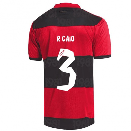 Kinder Fußball Rodrigo Caio #3 Rot Schwarz Heimtrikot Trikot 2021/22 T-shirt