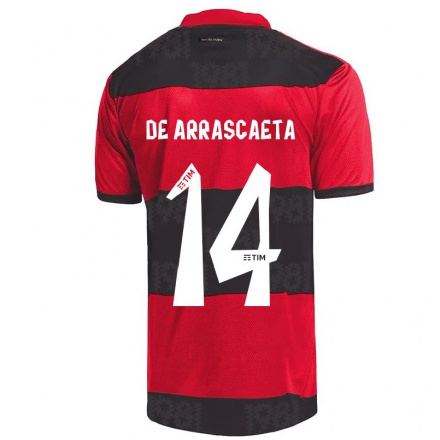 Kinder Fußball Giorgian De Arrascaeta #14 Rot Schwarz Heimtrikot Trikot 2021/22 T-shirt