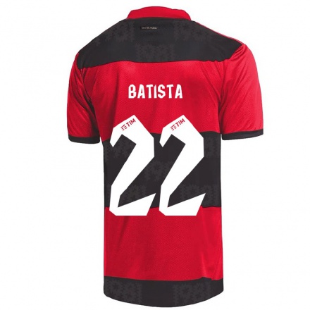 Kinder Fußball Gabriel Batista #22 Rot Schwarz Heimtrikot Trikot 2021/22 T-Shirt
