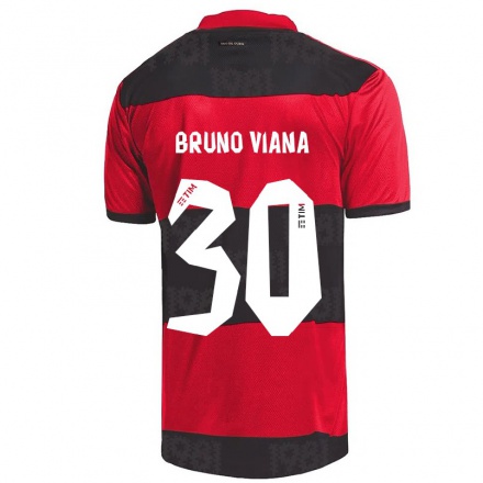 Kinder Fußball Bruno Viana #30 Rot Schwarz Heimtrikot Trikot 2021/22 T-Shirt