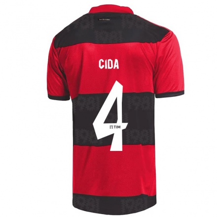 Kinder Fußball Cida #4 Rot Schwarz Heimtrikot Trikot 2021/22 T-Shirt