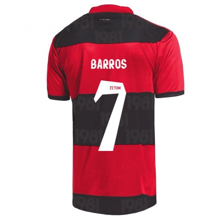 Kinder Fußball Rafa Barros #7 Rot Schwarz Heimtrikot Trikot 2021/22 T-Shirt