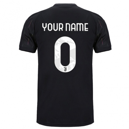 Kinder Fußball Dein Name #0 Schwarz Auswärtstrikot Trikot 2021/22 T-Shirt