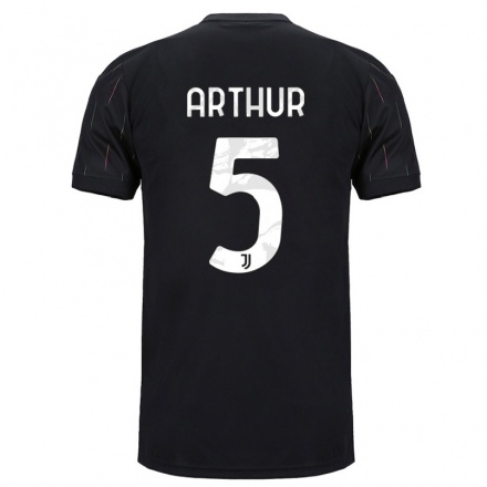 Kinder Fußball Arthur #5 Schwarz Auswärtstrikot Trikot 2021/22 T-Shirt