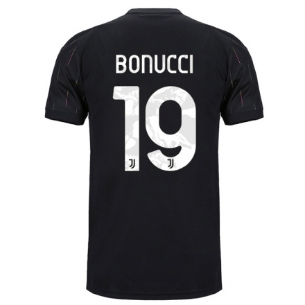 Kinder Fußball Leonardo Bonucci #19 Schwarz Auswärtstrikot Trikot 2021/22 T-shirt