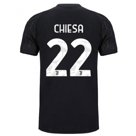 Kinder Fußball Federico Chiesa #22 Schwarz Auswärtstrikot Trikot 2021/22 T-Shirt