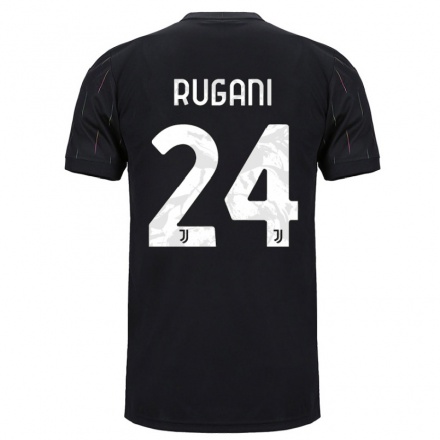 Kinder Fußball Daniele Rugani #24 Schwarz Auswärtstrikot Trikot 2021/22 T-shirt