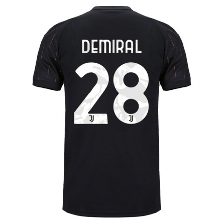Kinder Fußball Merih Demiral #28 Schwarz Auswärtstrikot Trikot 2021/22 T-Shirt