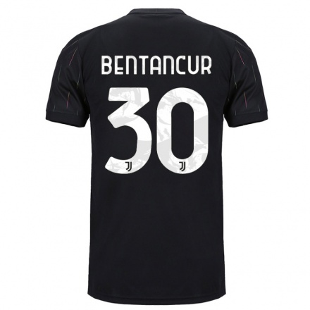 Kinder Fußball Rodrigo Bentancur #30 Schwarz Auswärtstrikot Trikot 2021/22 T-Shirt