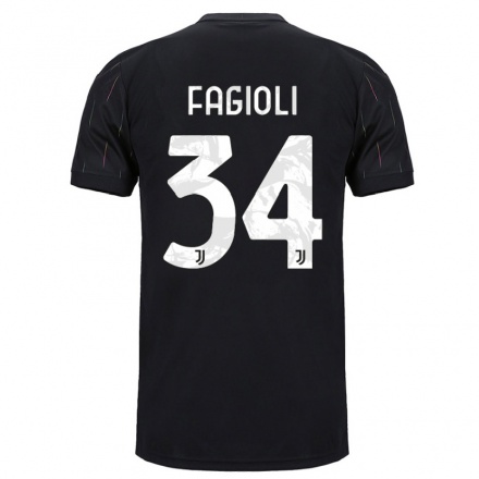 Kinder Fußball Nicolo Fagioli #34 Schwarz Auswärtstrikot Trikot 2021/22 T-shirt