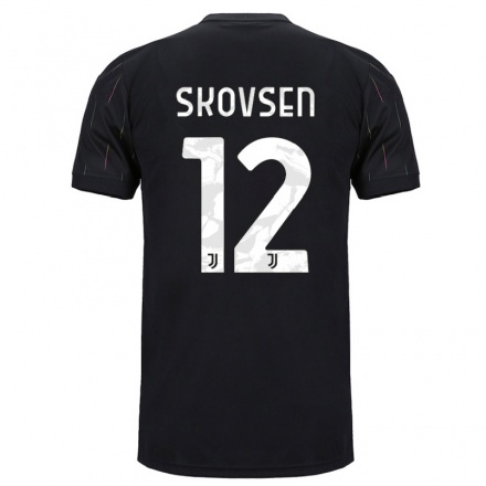 Kinder Fußball Matilde Lundorf Skovsen #12 Schwarz Auswärtstrikot Trikot 2021/22 T-Shirt