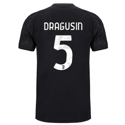 Kinder Fußball Radu Dragusin #5 Schwarz Auswärtstrikot Trikot 2021/22 T-Shirt