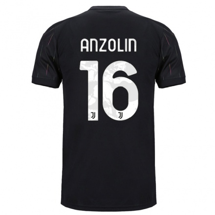 Kinder Fußball Matteo Anzolin #16 Schwarz Auswärtstrikot Trikot 2021/22 T-Shirt