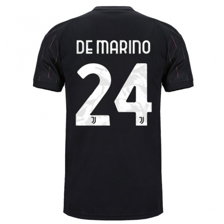 Kinder Fußball Davide De Marino #24 Schwarz Auswärtstrikot Trikot 2021/22 T-Shirt