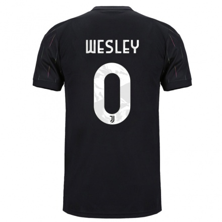 Kinder Fußball Wesley #0 Schwarz Auswärtstrikot Trikot 2021/22 T-shirt