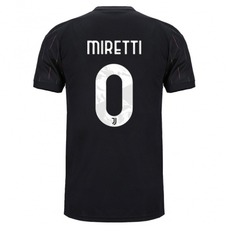 Kinder Fußball Fabio Miretti #0 Schwarz Auswärtstrikot Trikot 2021/22 T-shirt